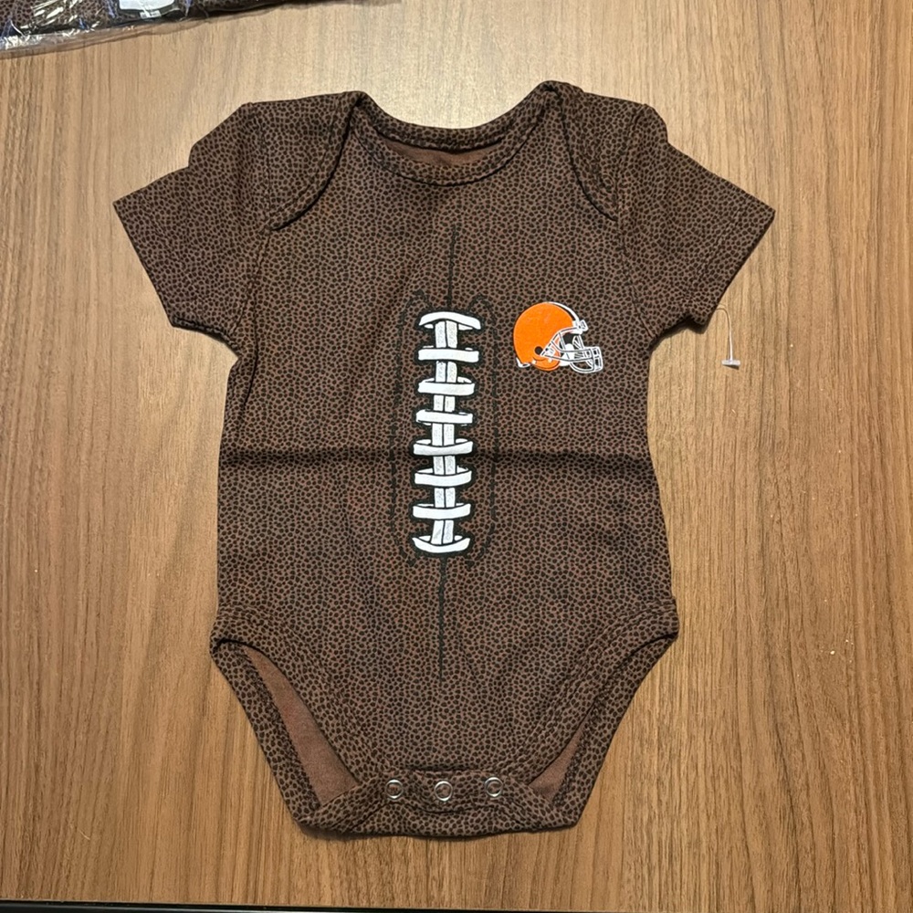 Infant Baby football onesie creeper Cleveland browns 0-3 mo and 3-6 mo sizes